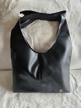 Victoria's Secret Black Shoulder Bag with Gold Logo
